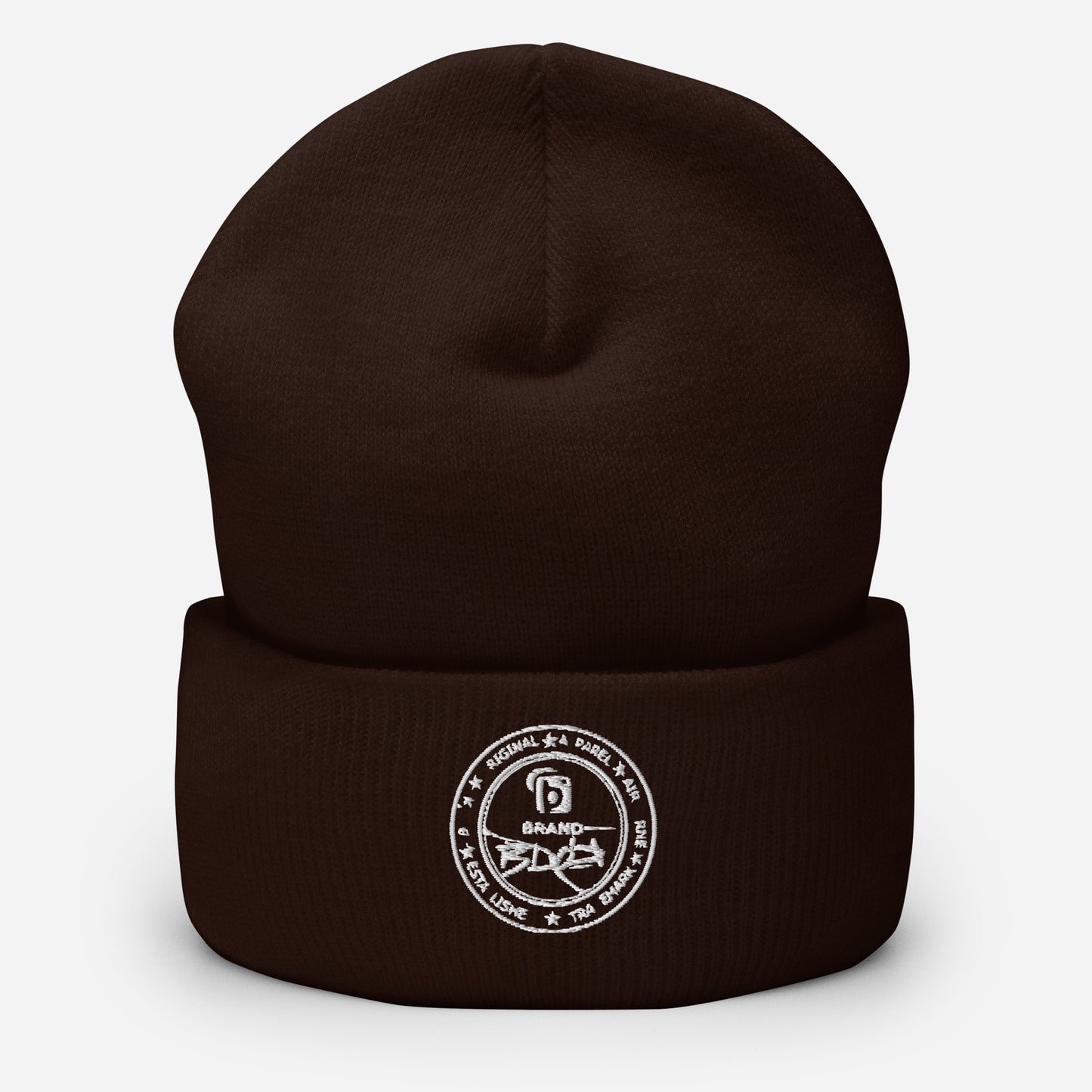BLOK Apparel Stamp - Unisex White Embroidered Cuffed Beanie