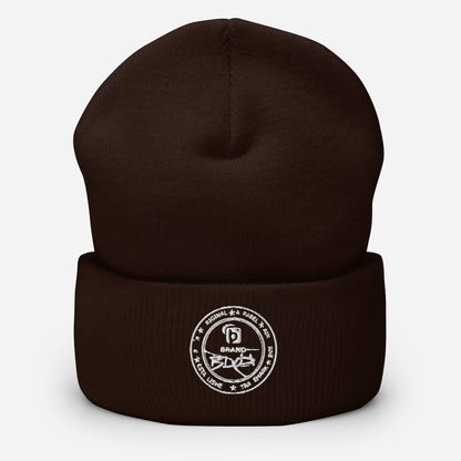 BLOK Apparel Stamp - Unisex White Embroidered Cuffed Beanie