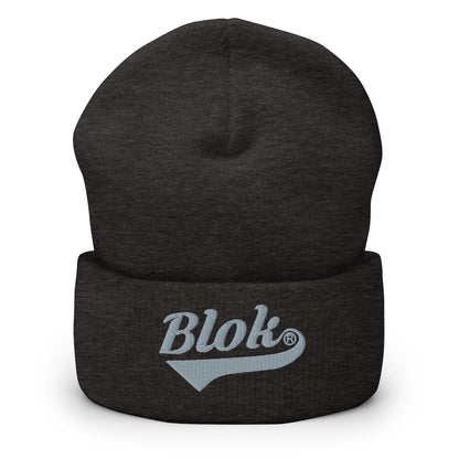 Blok Classic Logo - Grey Embroidered - Cuffed Premium Beanie