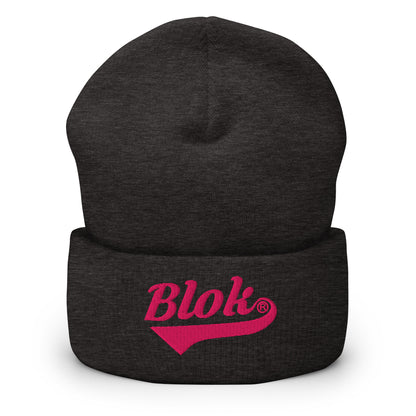 Blok Classic Logo - Dark Pink Embroidery - Cuffed Premium Beanie