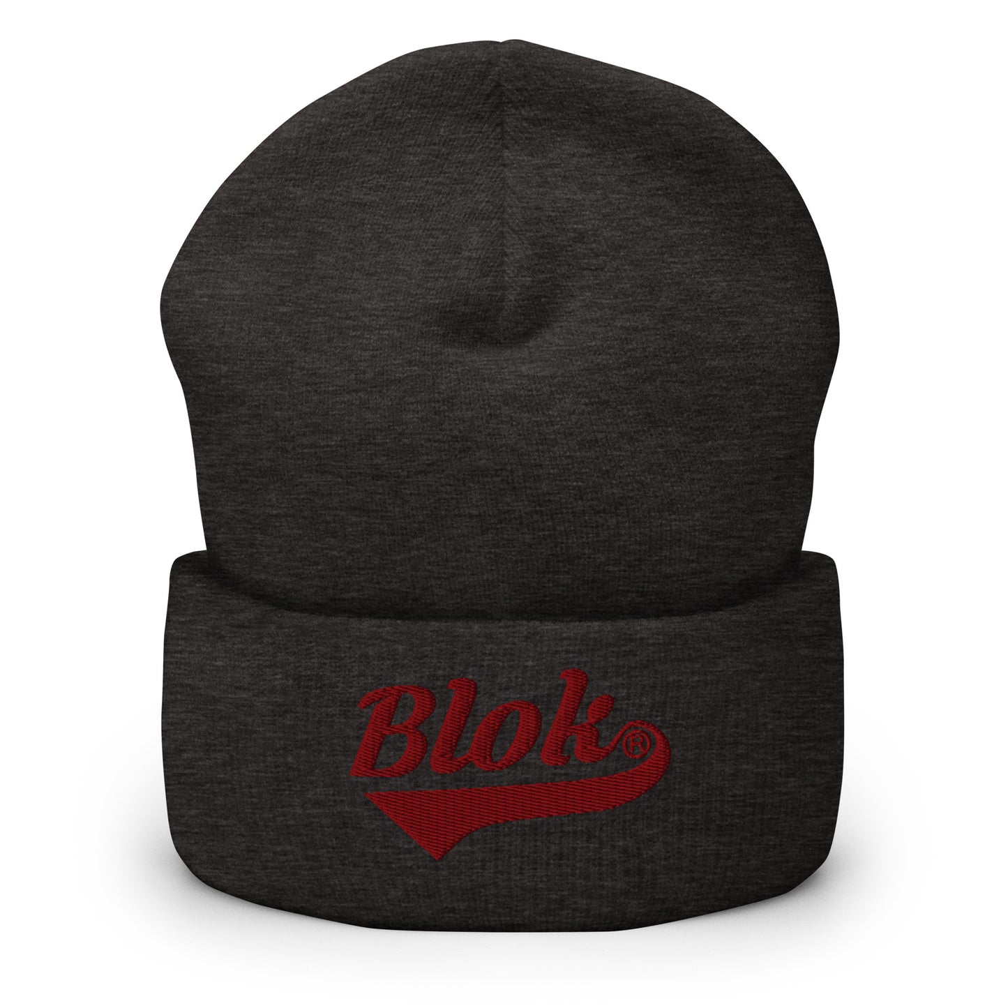 Blok Classic Logo - Dark Red Embroidery - Cuffed Premium Beanie