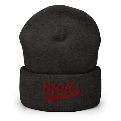Blok Classic Logo - Dark Red Embroidery - Cuffed Premium Beanie
