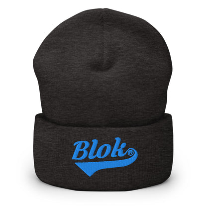 Blok Classic Logo - Light Blue Embroidery - Cuffed Premium Beanie