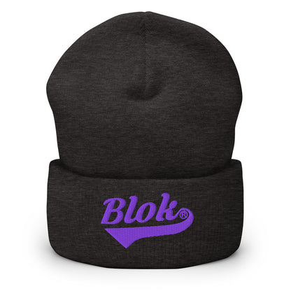 Blok Classic Logo - Purple Embroidery - Cuffed Premium Beanie