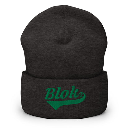 Blok Classic Logo - Dark Green Embroidery - Cuffed Premium Beanie
