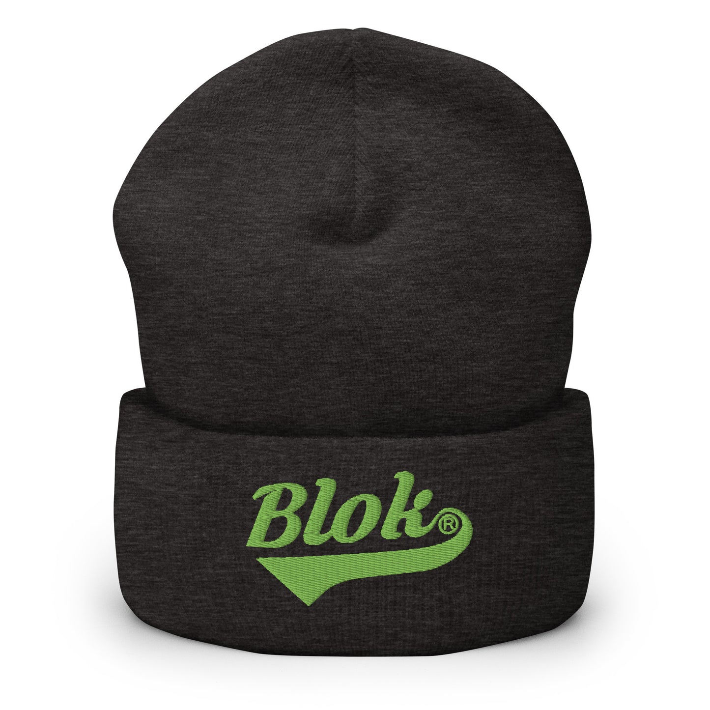 Blok Classic Logo - Light Green Embroidery - Cuffed Premium Beanie