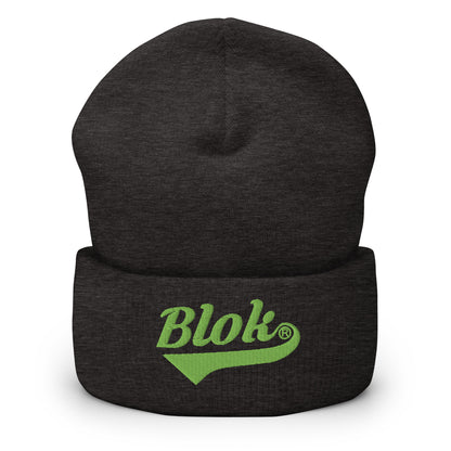 Blok Classic Logo - Light Green Embroidery - Cuffed Premium Beanie