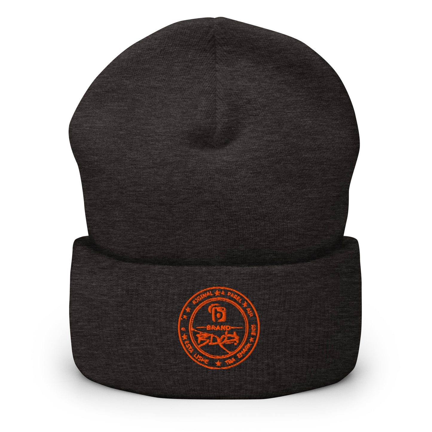BLOK Apparel Stamp - Unisex Orange Embroidered Cuffed Beanie