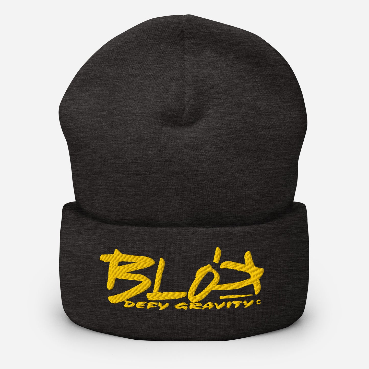 BLOK Defy Gravity - Unisex Yellow Embroidered Cuffed Beanie