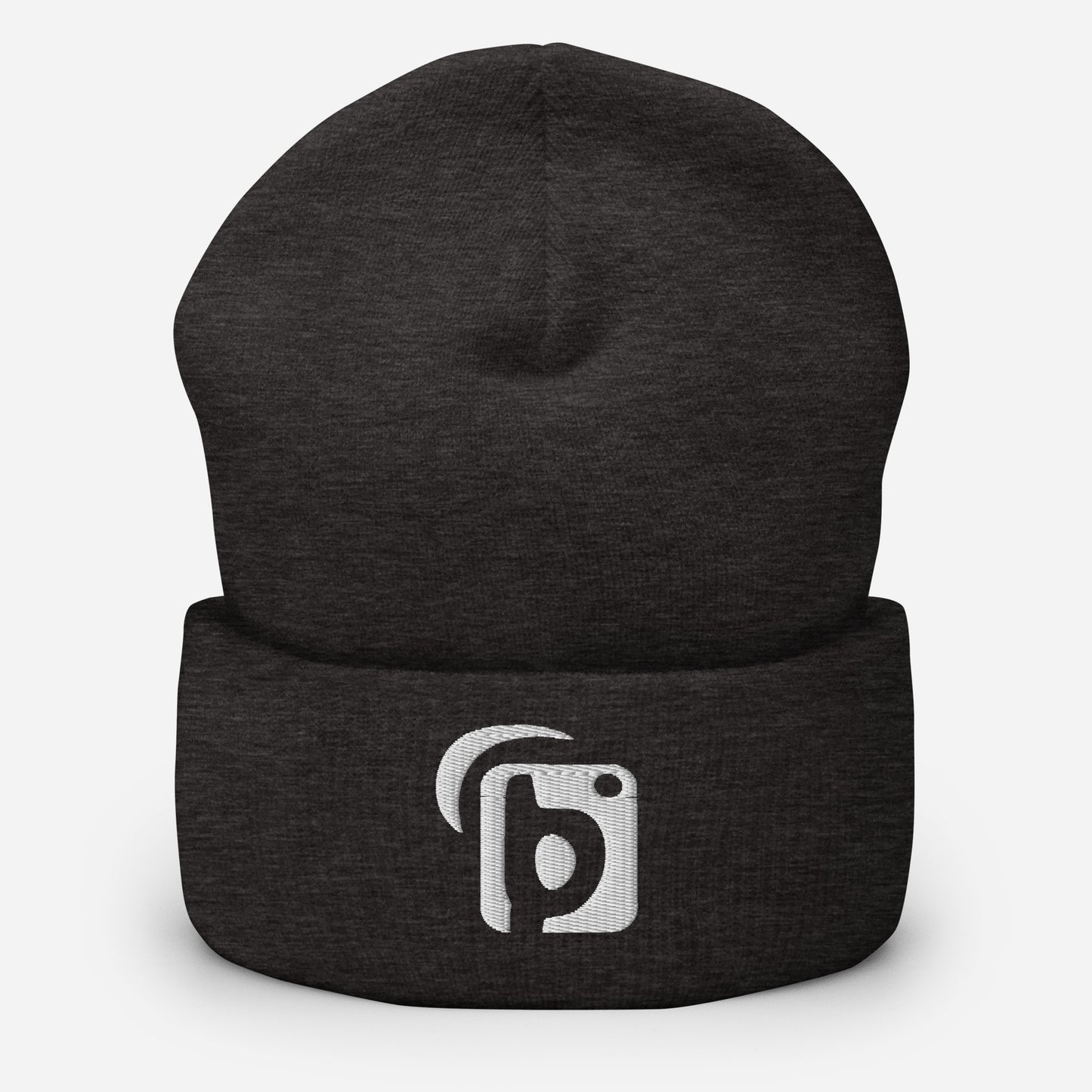 BLOK Original Logo - Unisex White Embroidered Cuffed Beanie