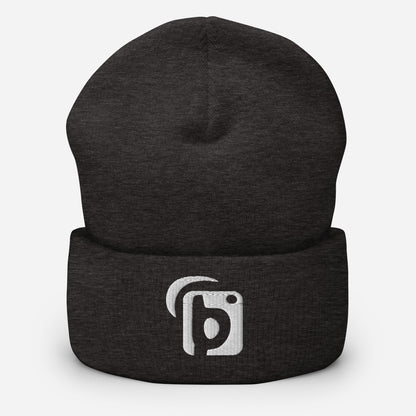 BLOK Original Logo - Unisex White Embroidered Cuffed Beanie