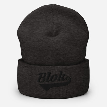 BLOK Classic Logo - Unisex Black Embroidered Cuffed Beanie