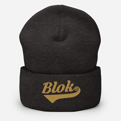 BLOK Classic Logo - Unisex Gold Embroidered Cuffed Beanie