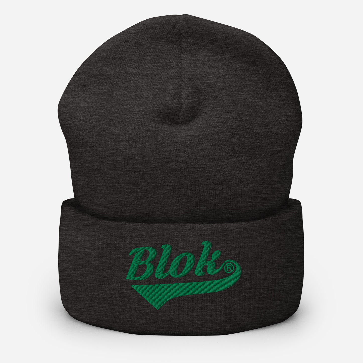 BLOK Classic Logo - Dark Green Embroidered Cuffed Beanie
