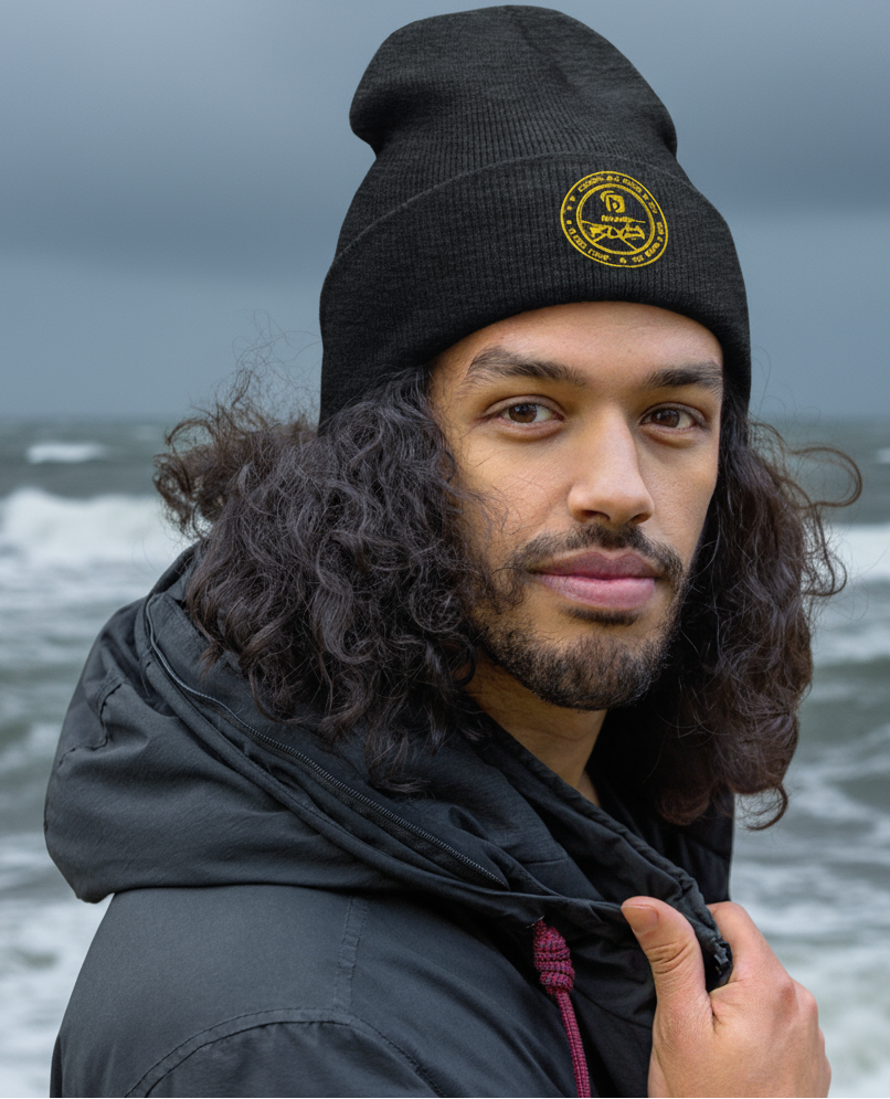 BLOK FULL CIRCLE LIGHT YELLOW LOGO Premium cuffed beanie