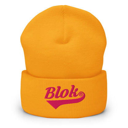 Blok Classic Logo - Dark Pink Embroidery - Cuffed Premium Beanie