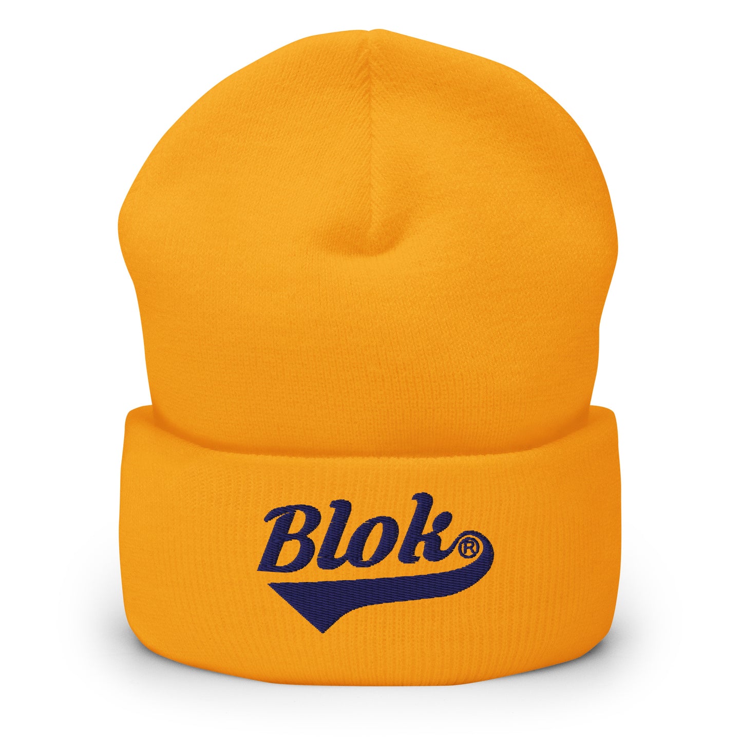 Blok Classic Logo - Dark Blue Embroidery - Cuffed Premium Beanie