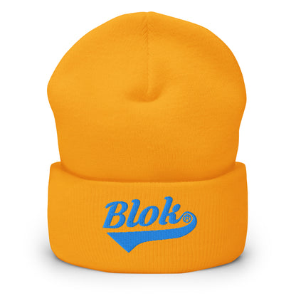 Blok Classic Logo - Light Blue Embroidery - Cuffed Premium Beanie