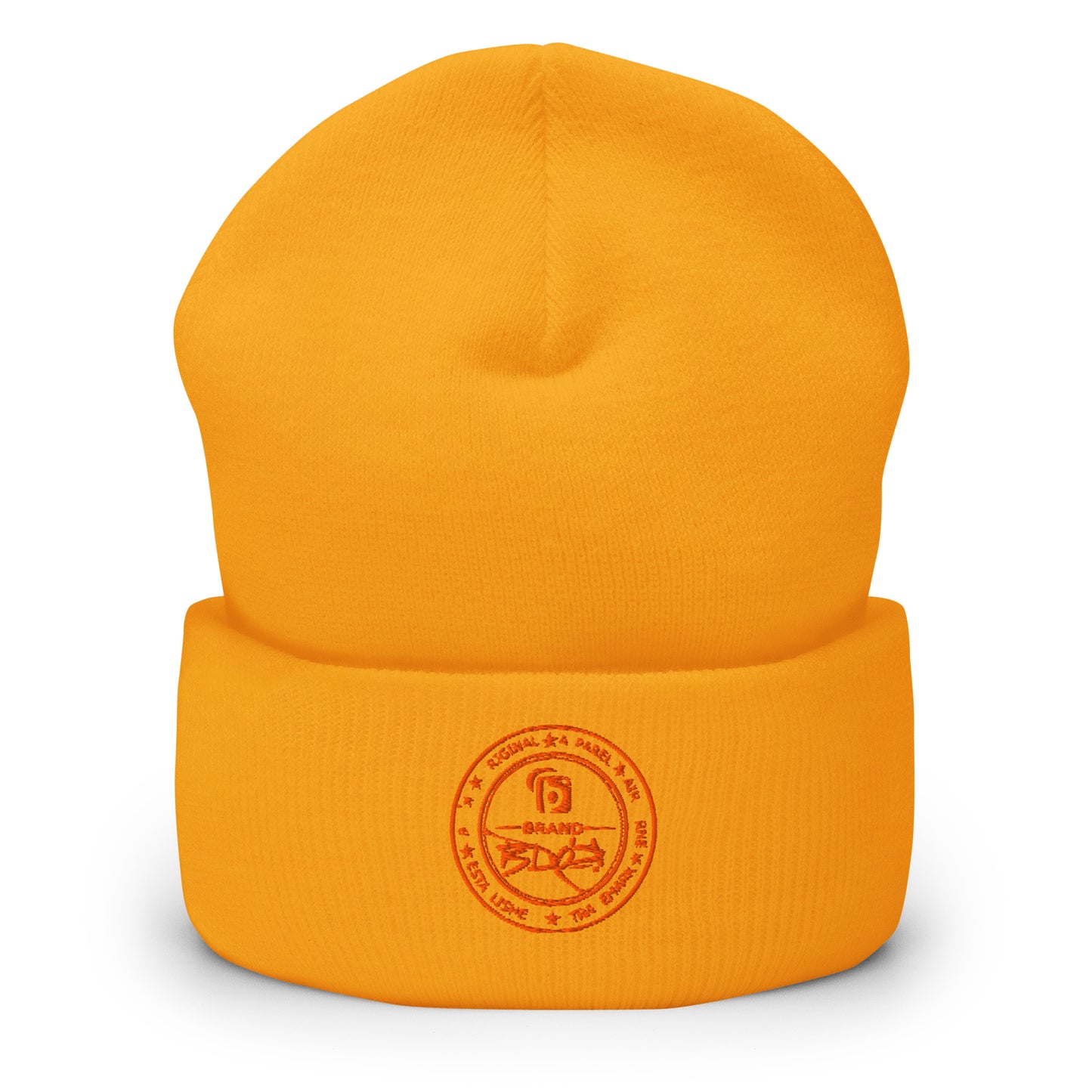 BLOK Apparel Stamp - Unisex Orange Embroidered Cuffed Beanie