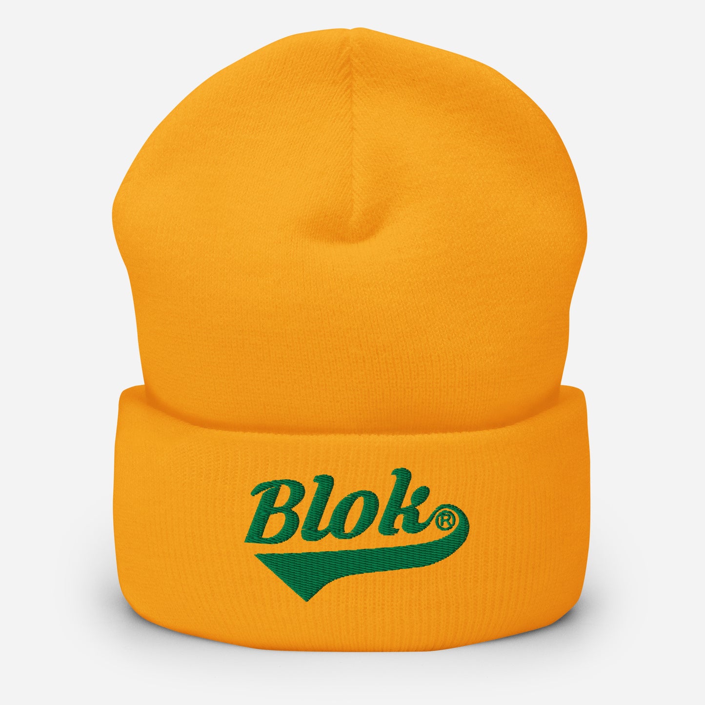 BLOK Classic Logo - Dark Green Embroidered Cuffed Beanie