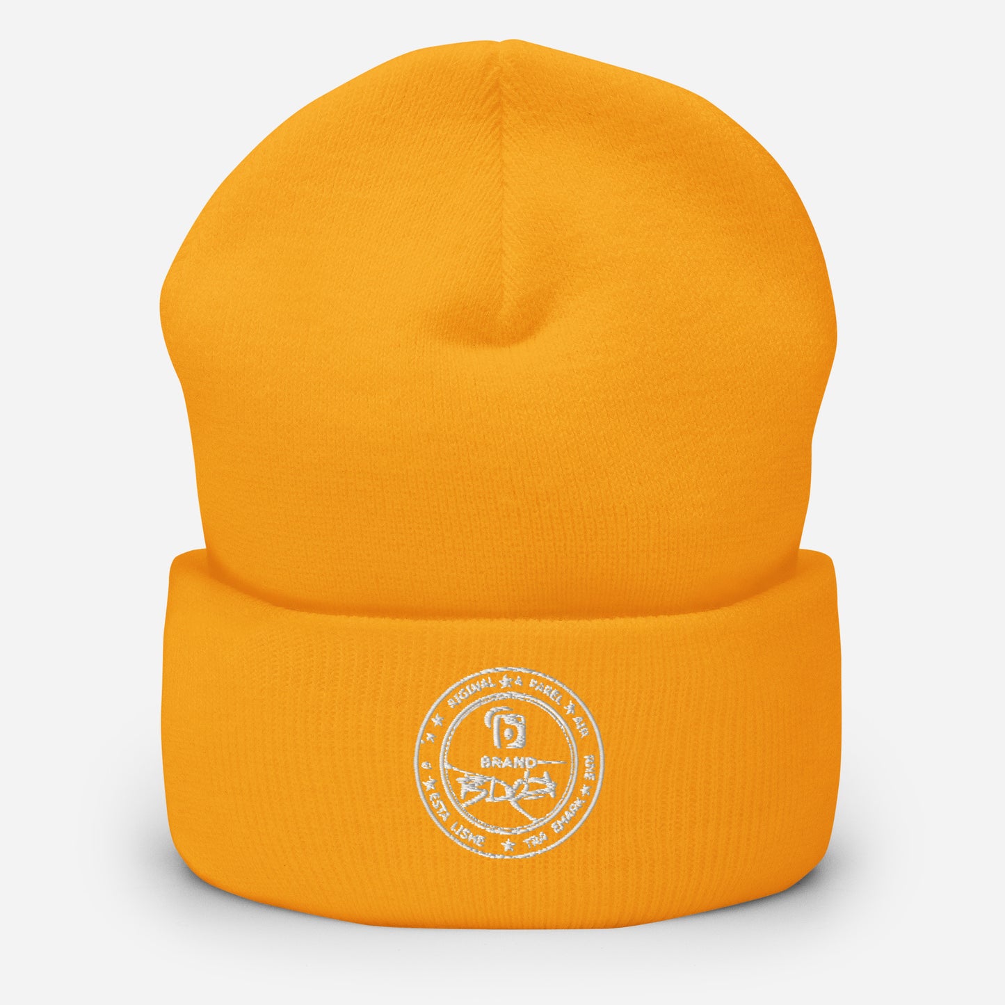 BLOK Apparel Stamp - Unisex White Embroidered Cuffed Beanie