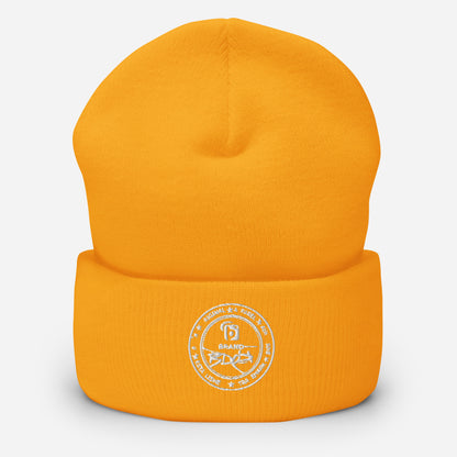 BLOK Apparel Stamp - Unisex White Embroidered Cuffed Beanie