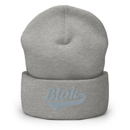 Blok Classic Logo - Grey Embroidered - Cuffed Premium Beanie