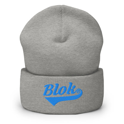 Blok Classic Logo - Light Blue Embroidery - Cuffed Premium Beanie