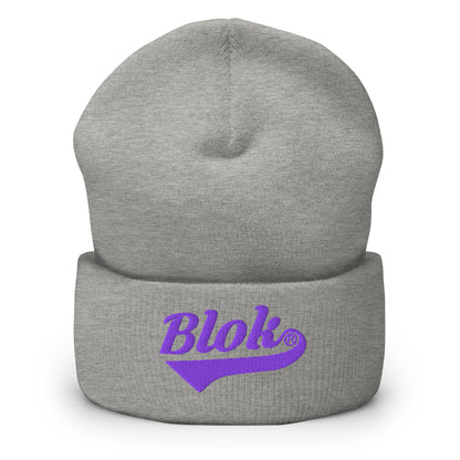 Blok Classic Logo - Purple Embroidery - Cuffed Premium Beanie