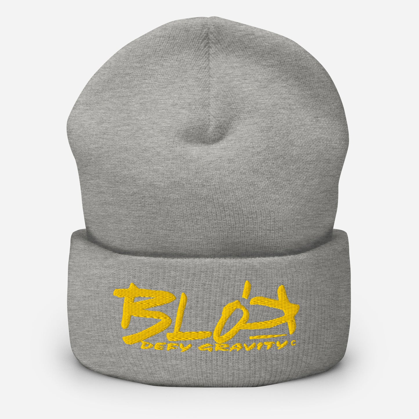 BLOK Defy Gravity - Unisex Yellow Embroidered Cuffed Beanie