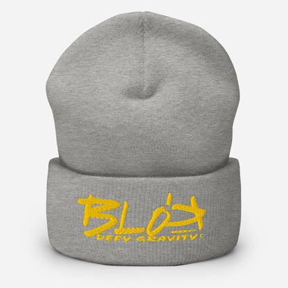 BLOK Defy Gravity - Unisex Yellow Embroidered Cuffed Beanie