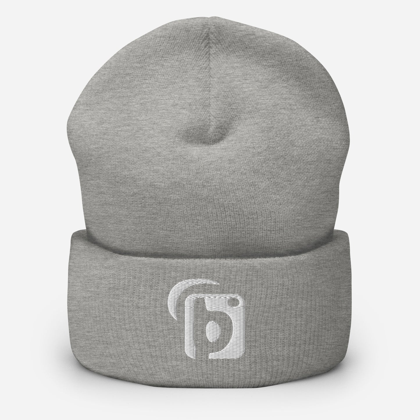 BLOK Original Logo - Unisex White Embroidered Cuffed Beanie