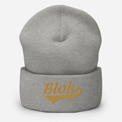 BLOK Classic Logo - Unisex Gold Embroidered Cuffed Beanie