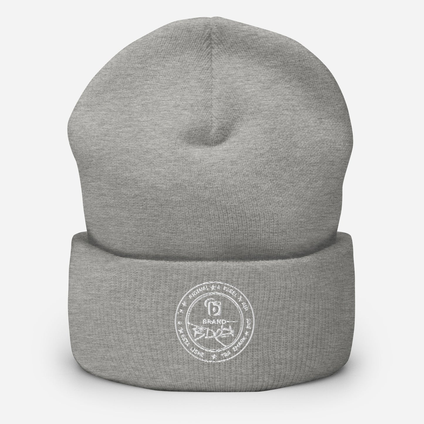 BLOK Apparel Stamp - Unisex White Embroidered Cuffed Beanie