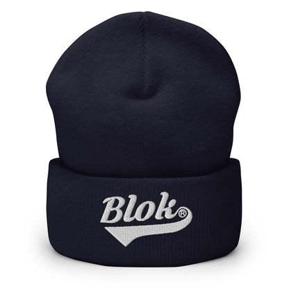 Blok Classic Logo - White Embroidery - Cuffed Premium Beanie
