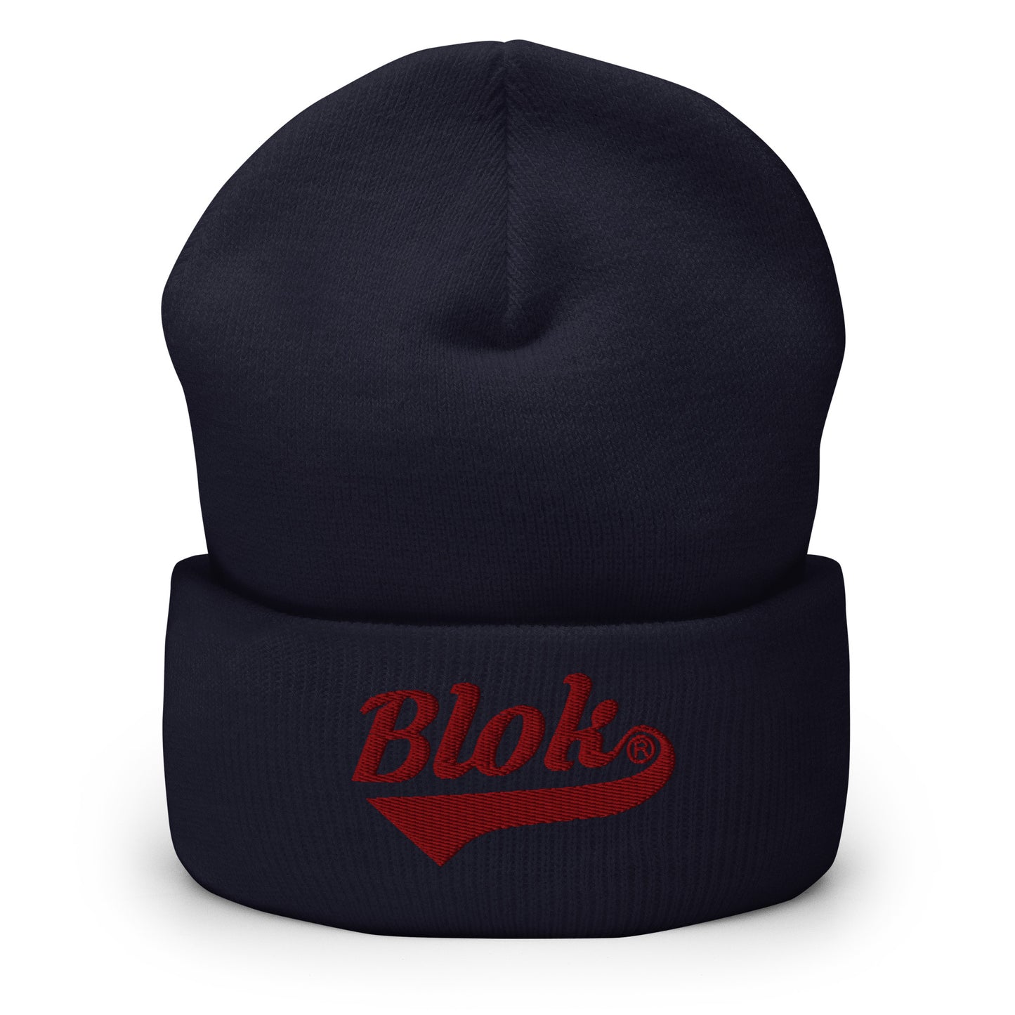 Blok Classic Logo - Dark Red Embroidery - Cuffed Premium Beanie