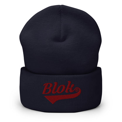 Blok Classic Logo - Dark Red Embroidery - Cuffed Premium Beanie
