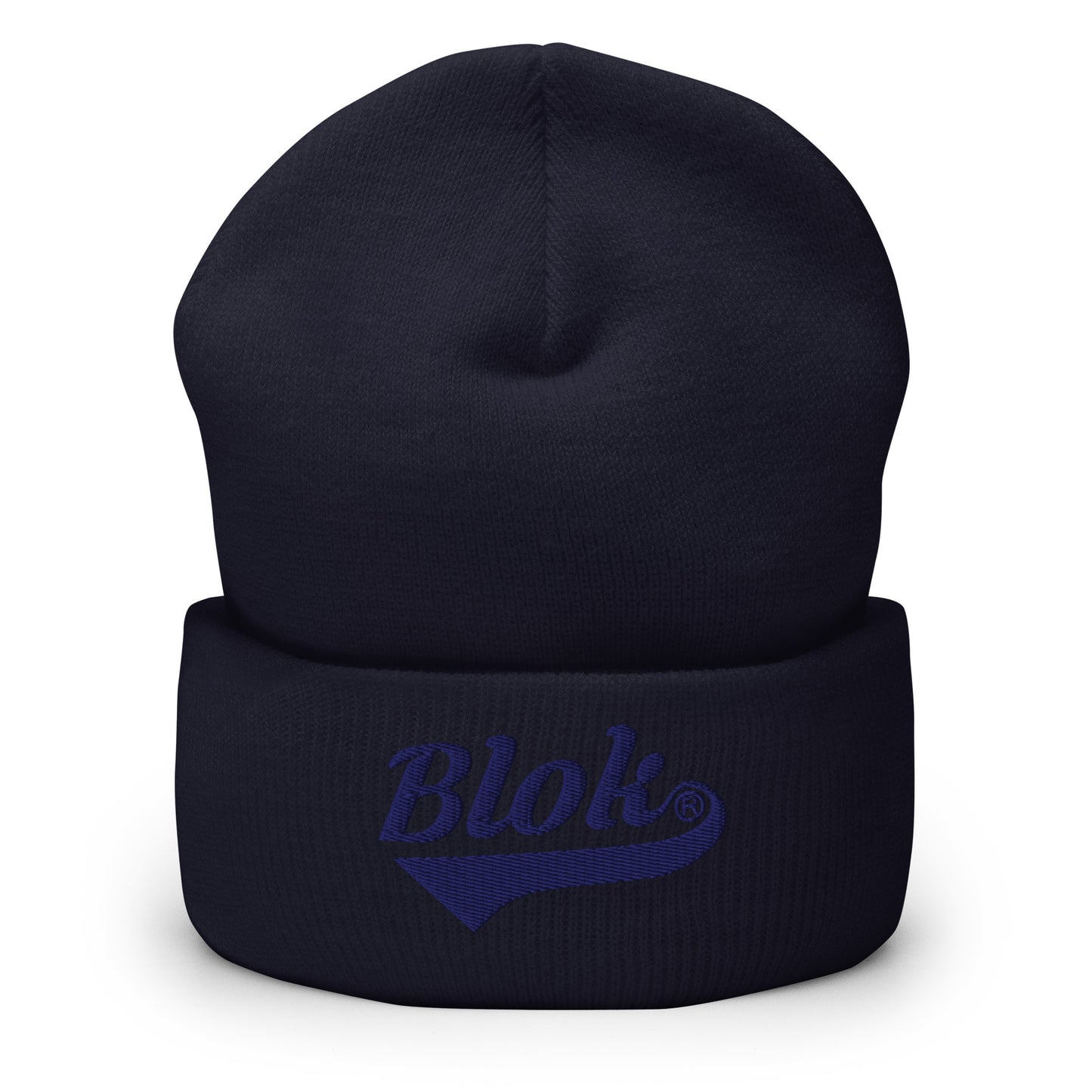 Blok Classic Logo - Dark Blue Embroidery - Cuffed Premium Beanie
