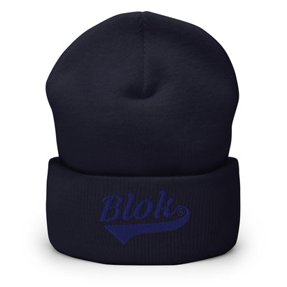Blok Classic Logo - Dark Blue Embroidery - Cuffed Premium Beanie