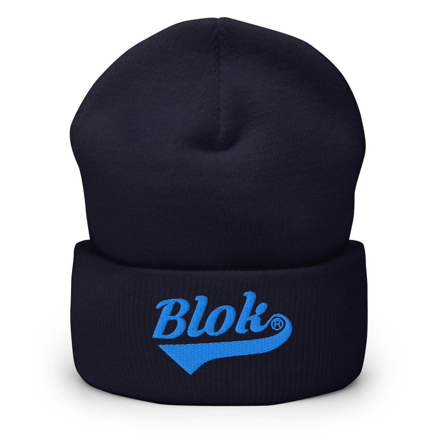 Blok Classic Logo - Light Blue Embroidery - Cuffed Premium Beanie