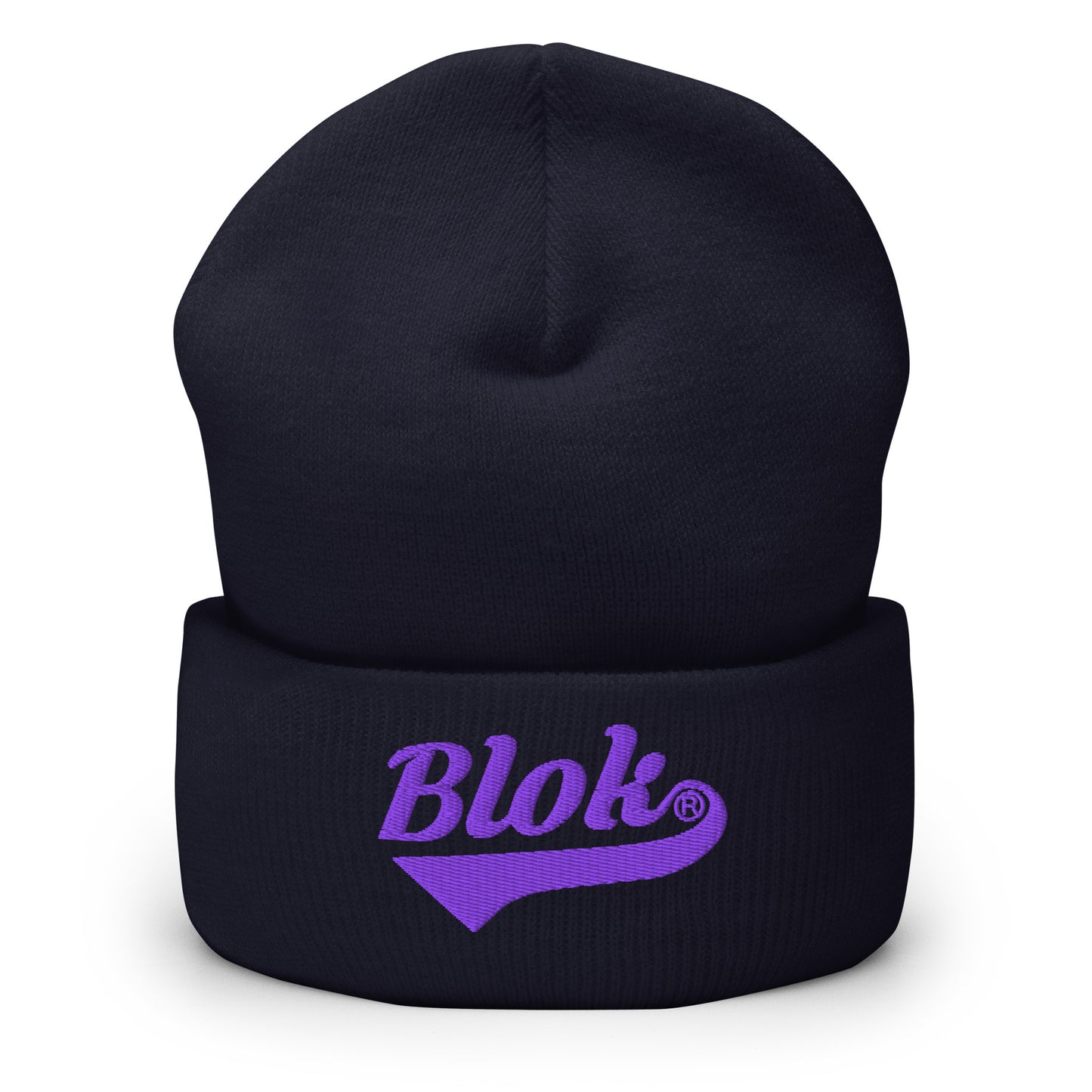 Blok Classic Logo - Purple Embroidery - Cuffed Premium Beanie