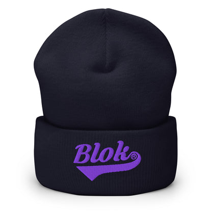 Blok Classic Logo - Purple Embroidery - Cuffed Premium Beanie