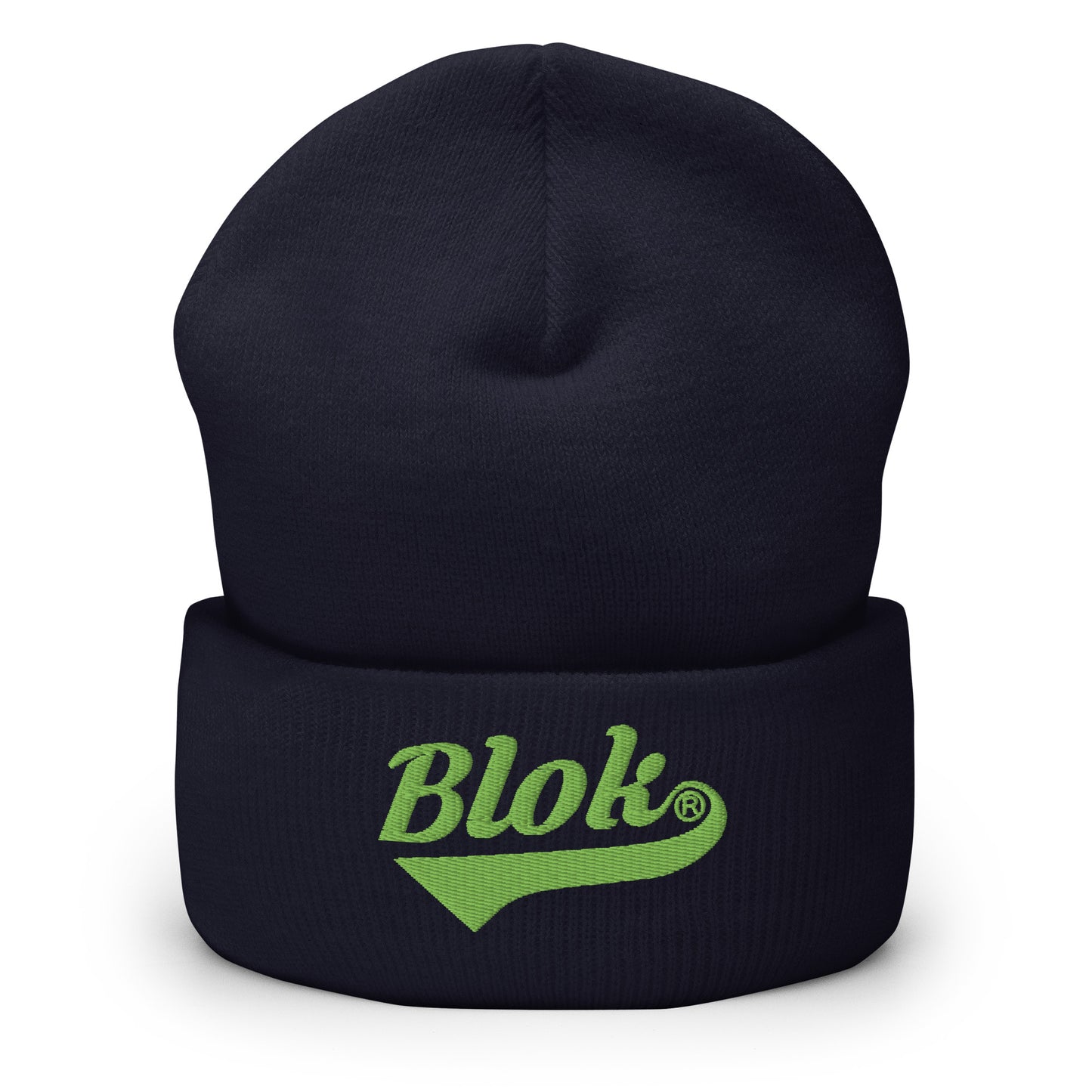 Blok Classic Logo - Light Green Embroidery - Cuffed Premium Beanie