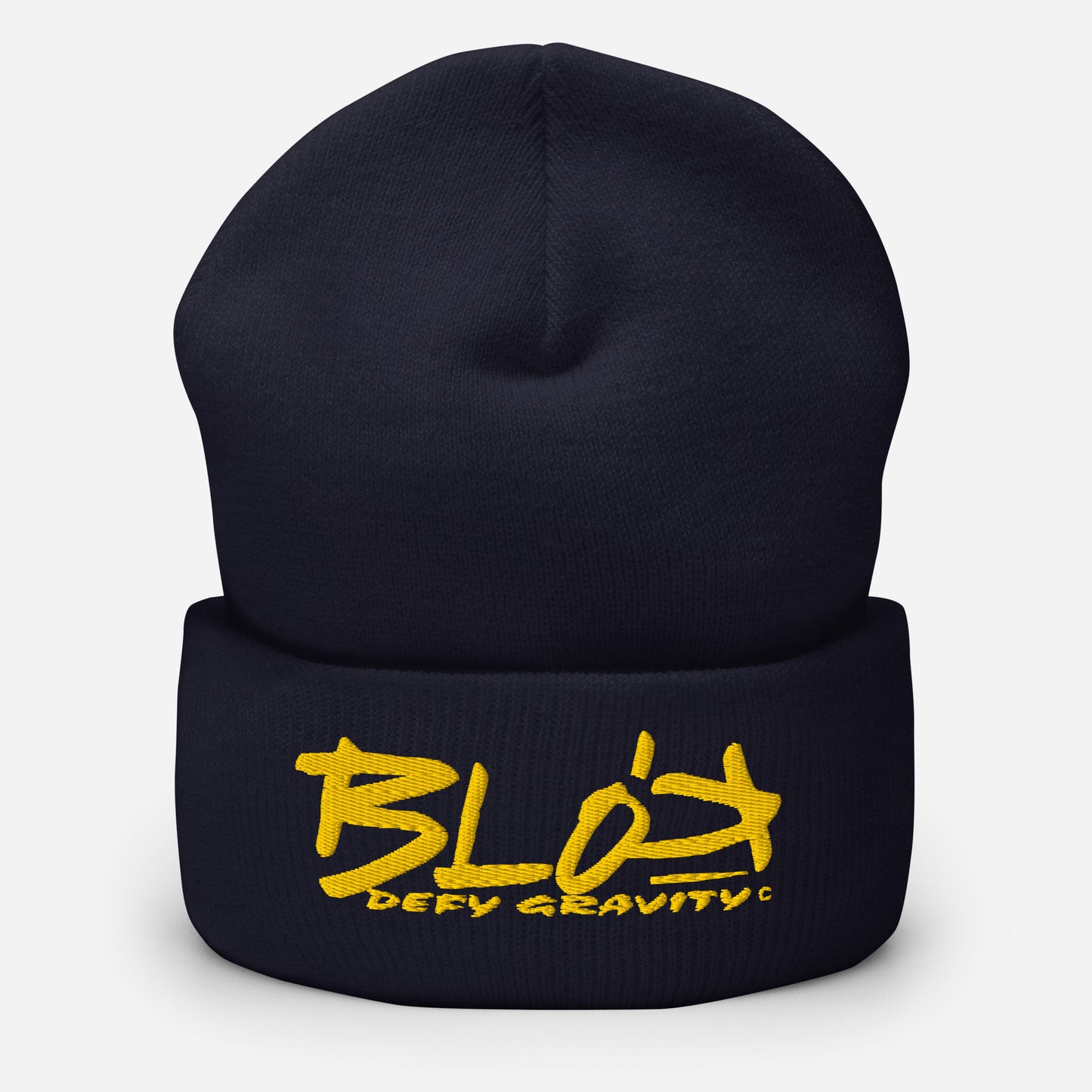BLOK Defy Gravity - Unisex Yellow Embroidered Cuffed Beanie