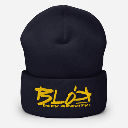 BLOK Defy Gravity - Unisex Yellow Embroidered Cuffed Beanie