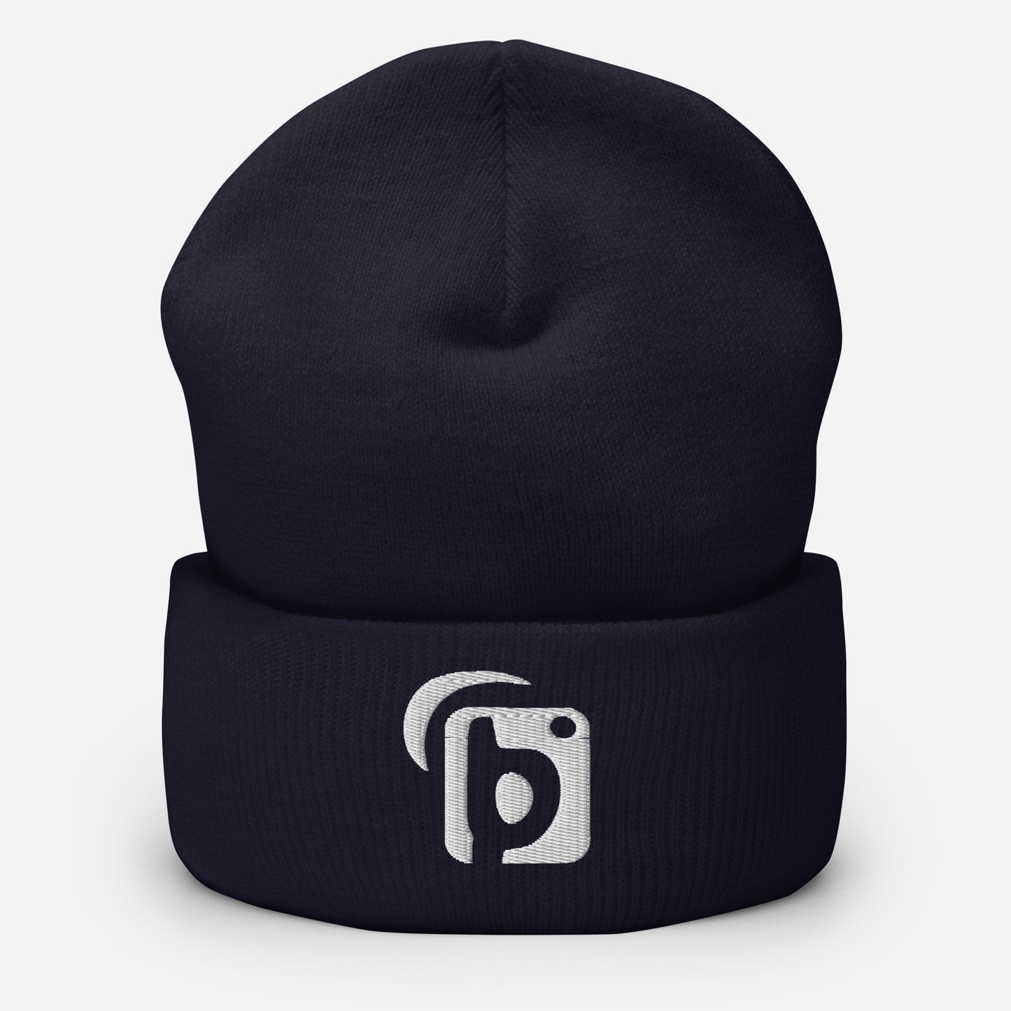 BLOK Original Logo - Unisex White Embroidered Cuffed Beanie
