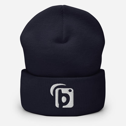 BLOK Original Logo - Unisex White Embroidered Cuffed Beanie