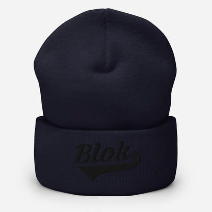 BLOK Classic Logo - Unisex Black Embroidered Cuffed Beanie