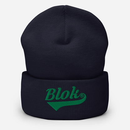 BLOK Classic Logo - Dark Green Embroidered Cuffed Beanie