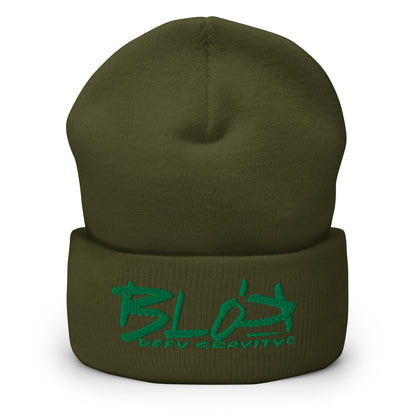 Blok Defy Gravity - Dark Green Embroidery - Premium Cuffed Beanie
